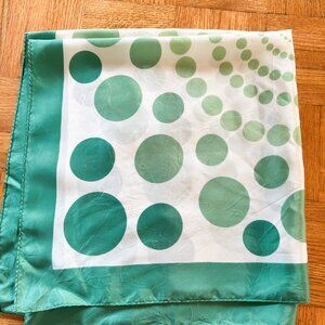 Vintage Scarf, Green Polka Dots, 1990's Ladies Scarf, Retro, Groovy,